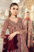 Maria B | Mbroidered Wedding Edition 23 | Salmon Pink BD-2701 - House Of Hania