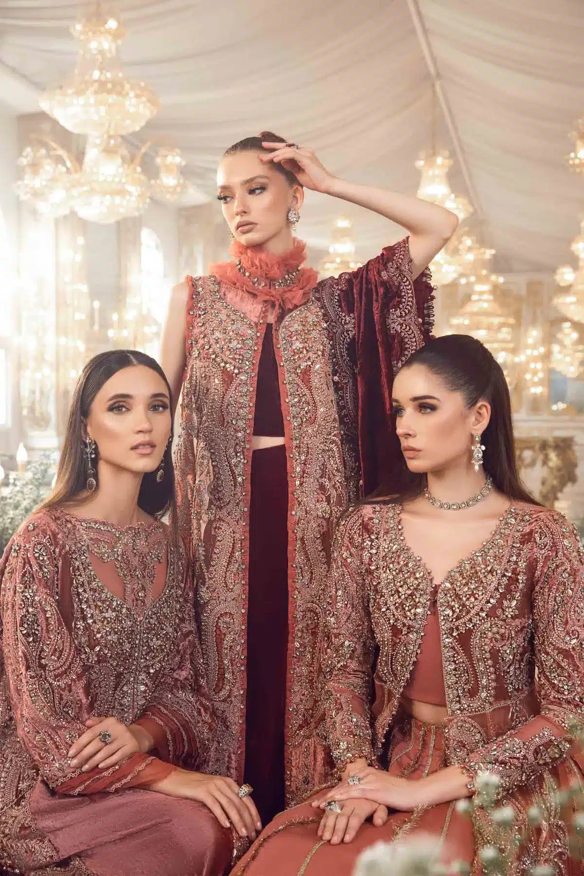 Maria B | Mbroidered Wedding Edition 23 | Salmon Pink BD-2701 - House Of Hania