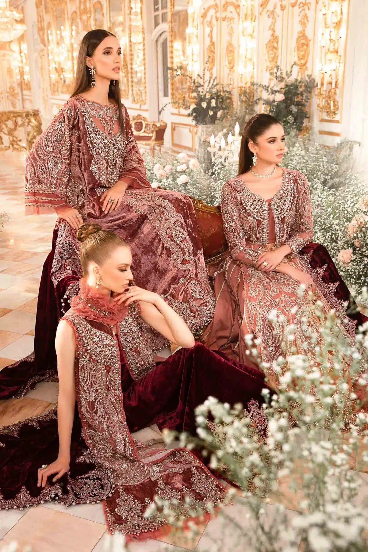 Maria B | Mbroidered Wedding Edition 23 | Salmon Pink BD-2701 - House Of Hania