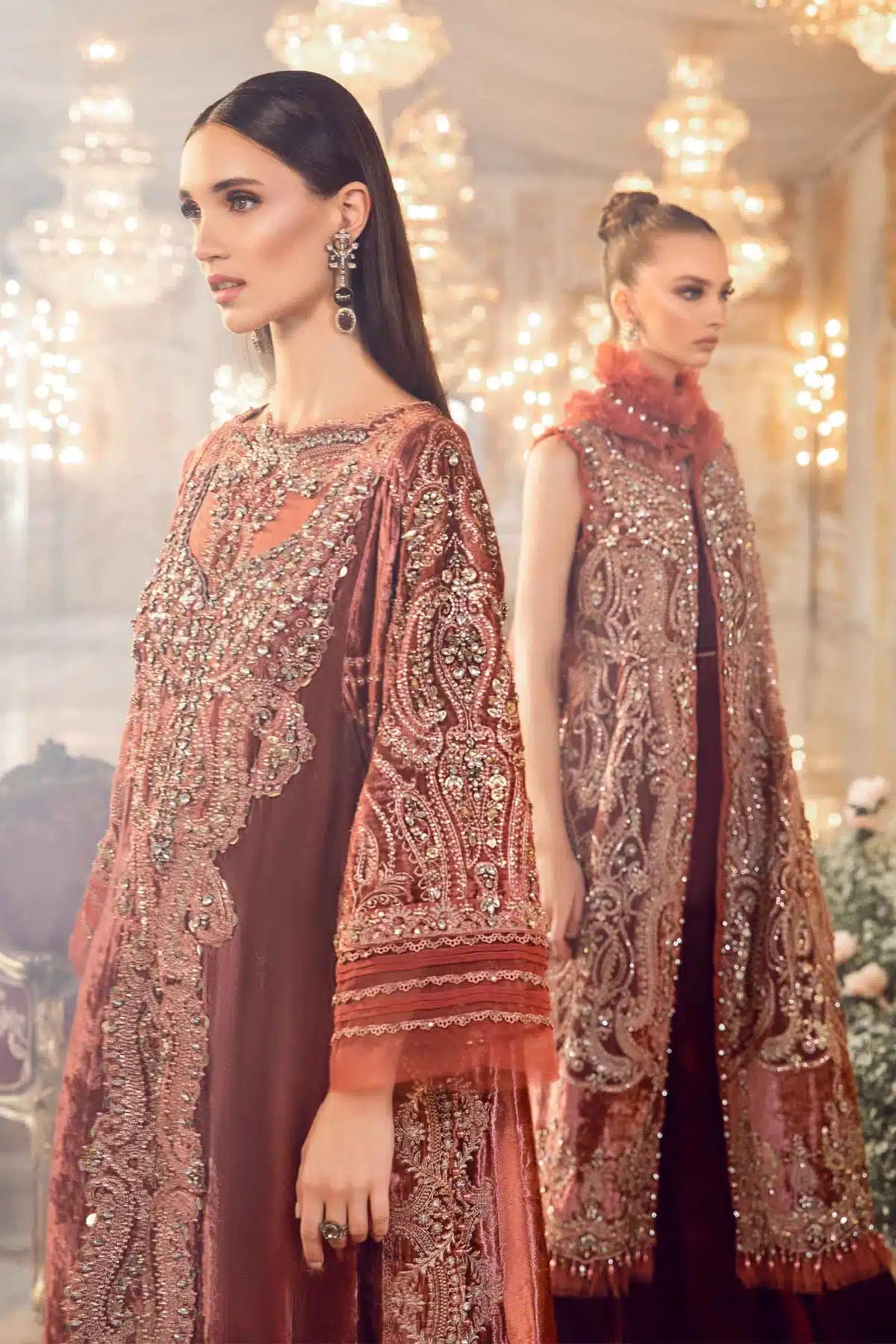 Maria B | Mbroidered Wedding Edition 23 | Salmon Pink BD-2701 - House Of Hania