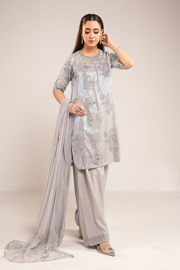 Maria B | Modern Archives | 3 Piece Embroidered Chiffon Suit - House Of Hania