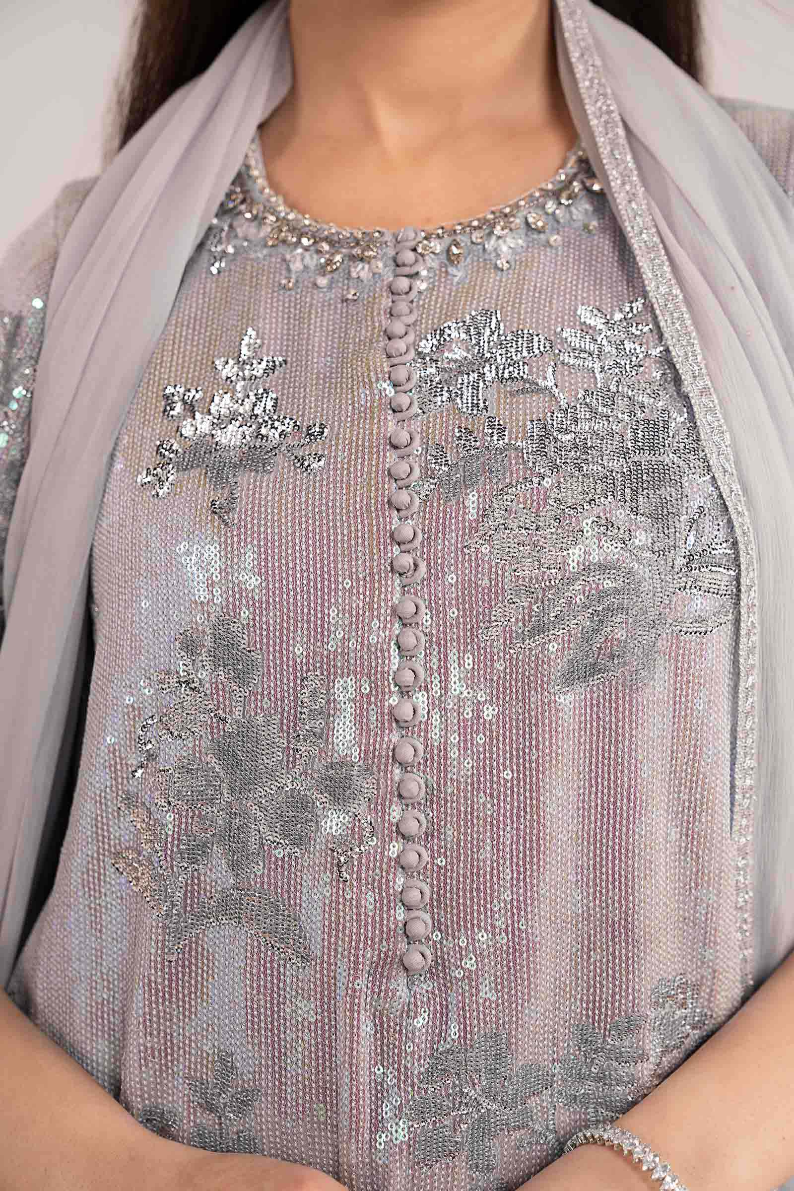 Maria B | Modern Archives | 3 Piece Embroidered Chiffon Suit - House Of Hania