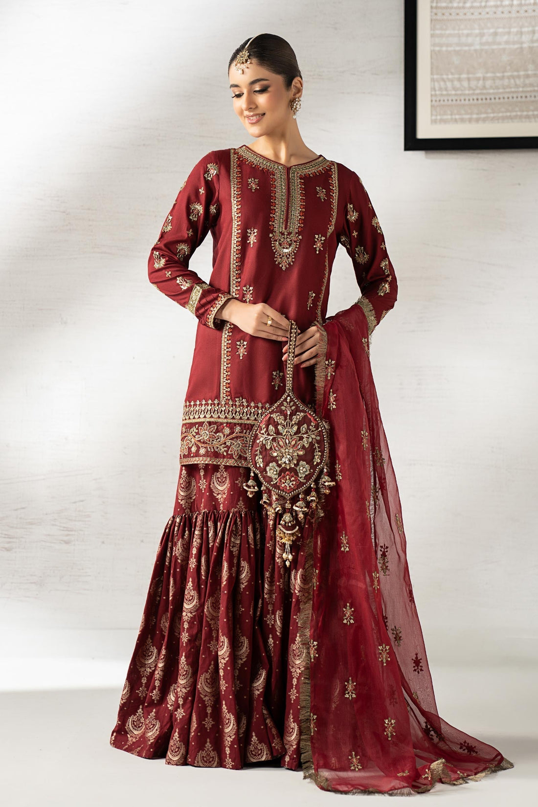 Maria B | Pre Fall 25 | DW-W24-25R1-Maroon - House Of Hania