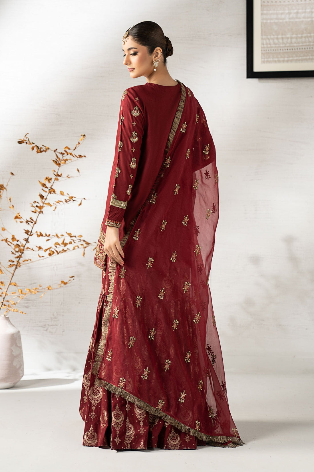 Maria B | Pre Fall 25 | DW-W24-25R1-Maroon - House Of Hania