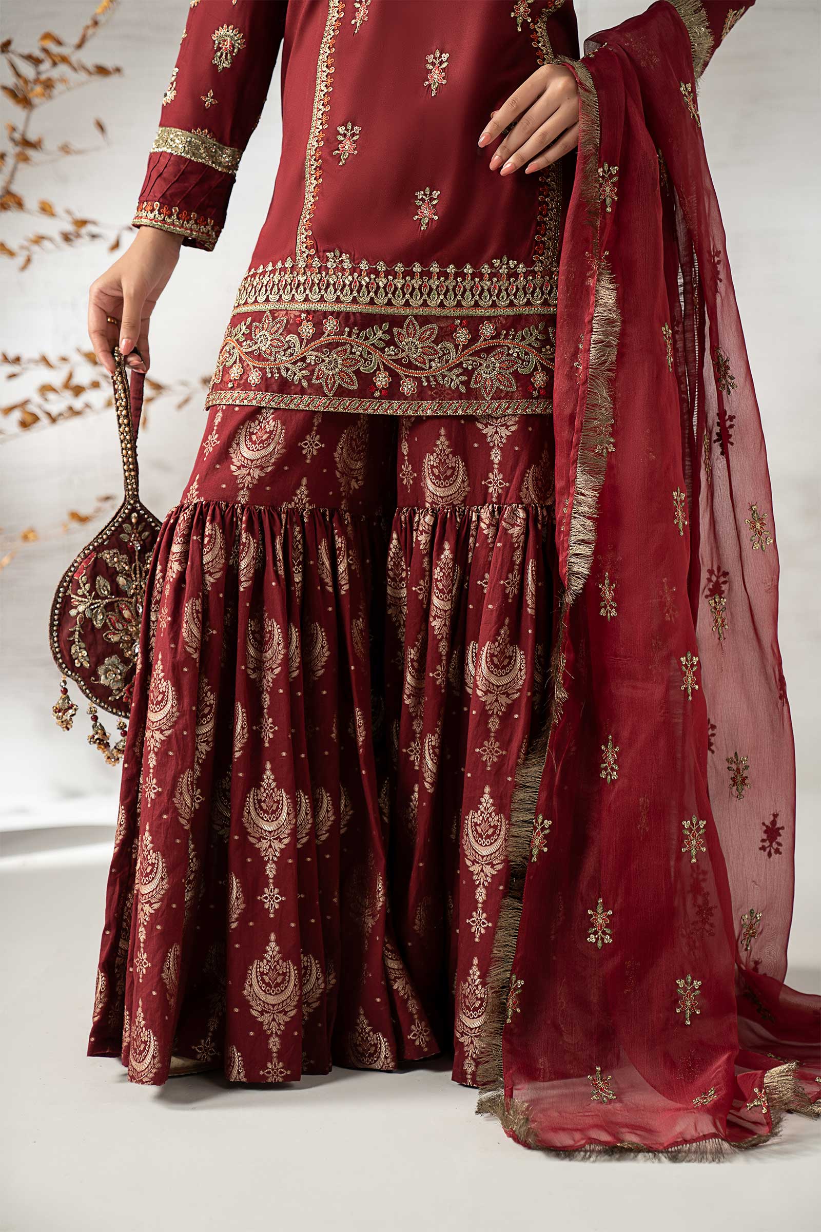 Maria B | Pre Fall 25 | DW-W24-25R1-Maroon - House Of Hania