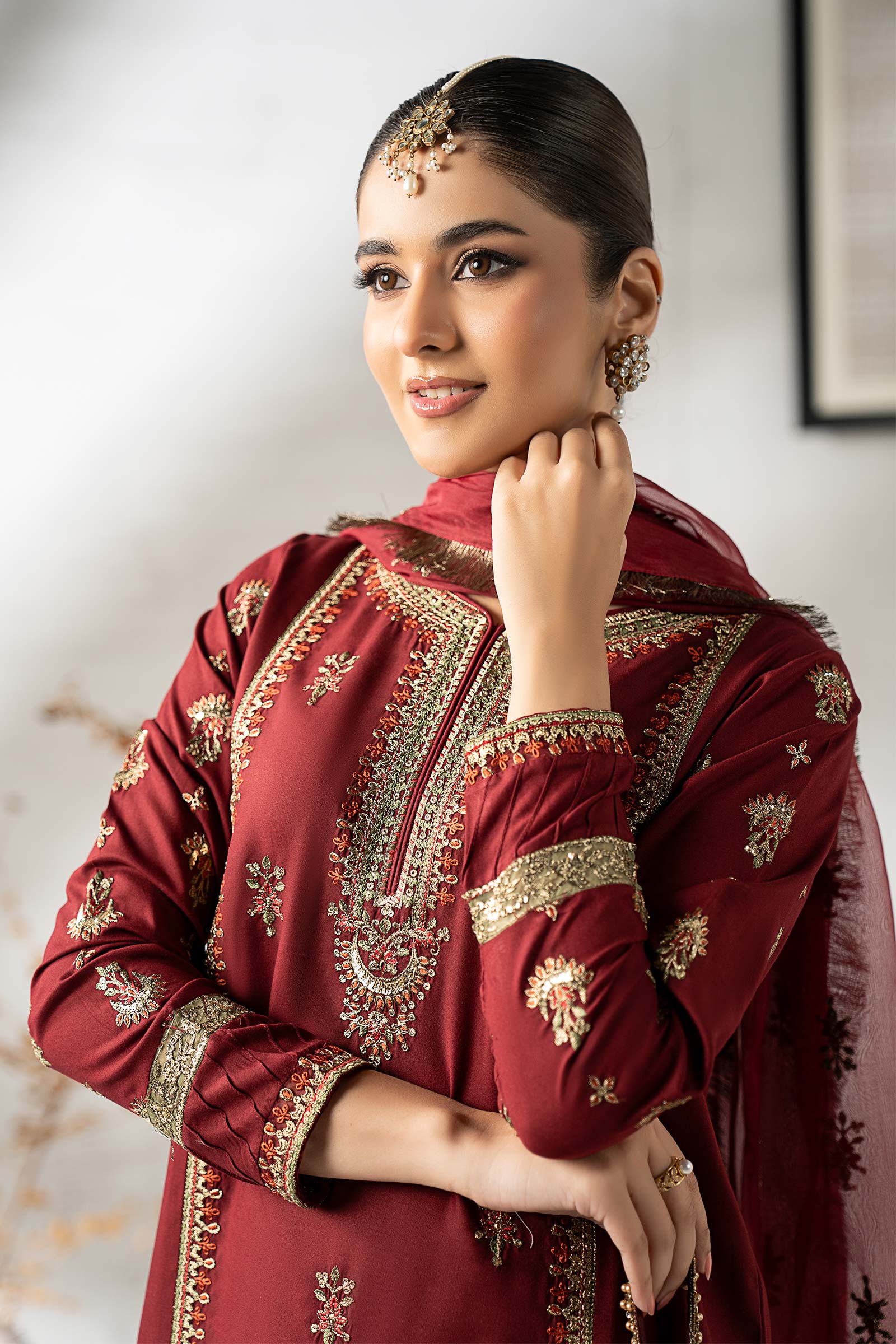 Maria B | Pre Fall 25 | DW-W24-25R1-Maroon - House Of Hania