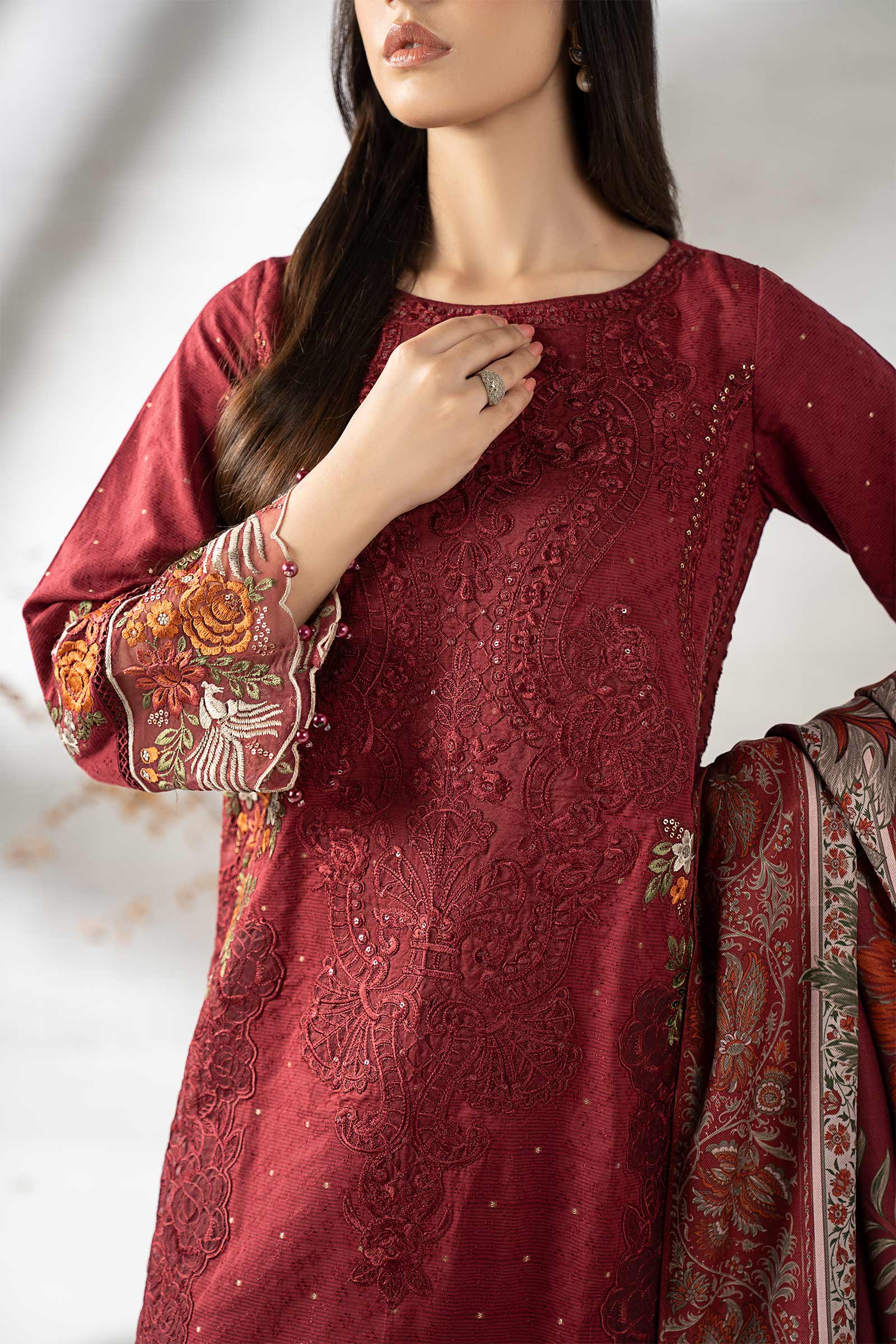 Maria B | Pre Fall 25 | DW-W25-06-Maroon - House Of Hania