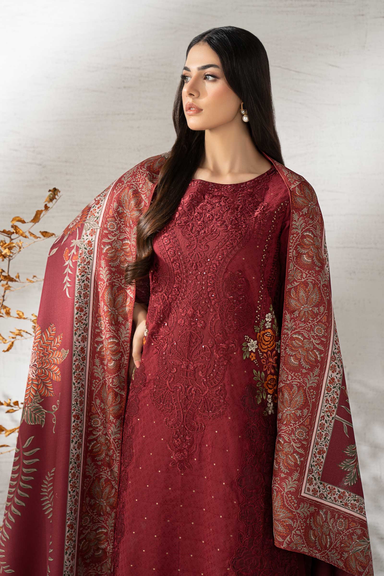 Maria B | Pre Fall 25 | DW-W25-06-Maroon - House Of Hania