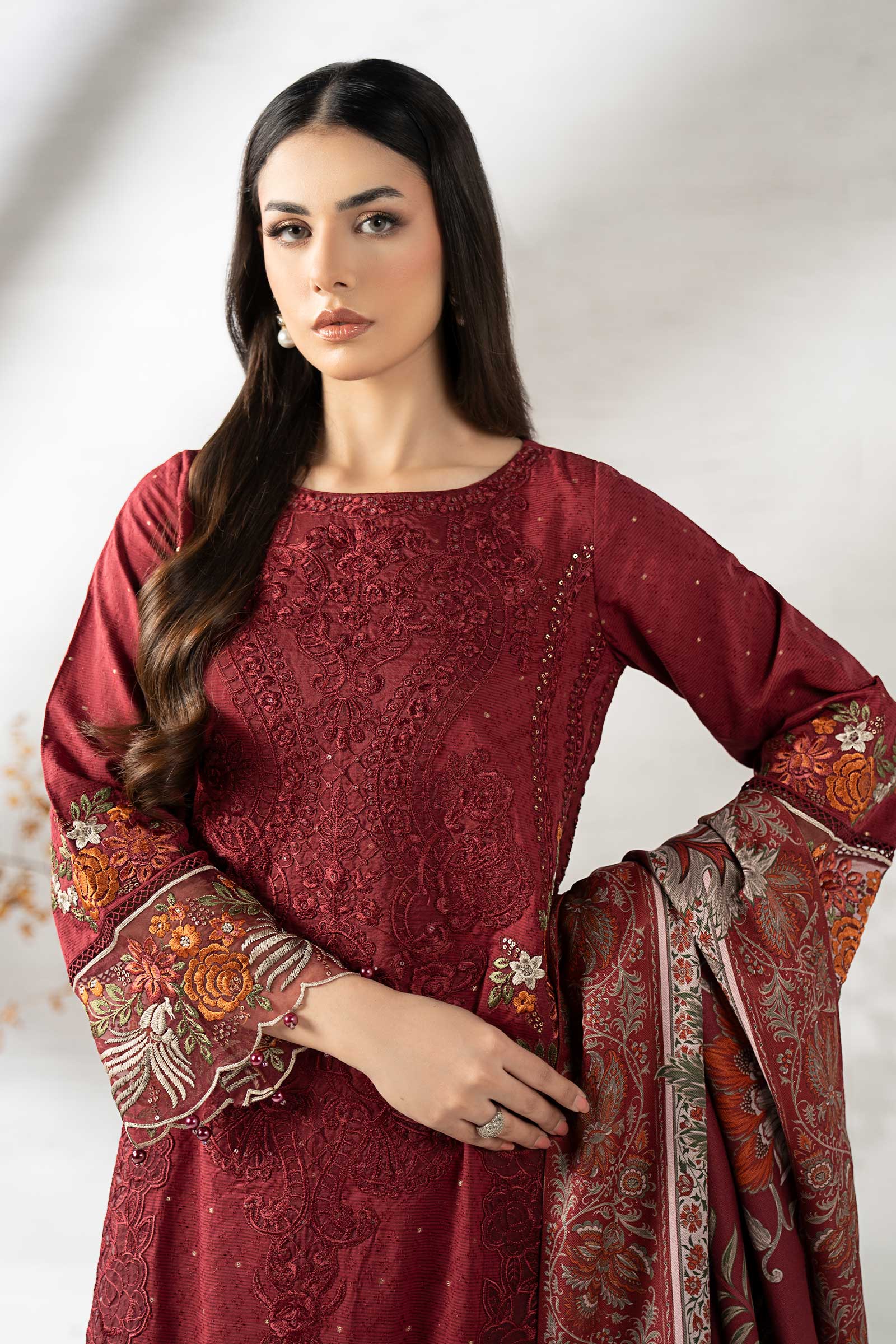 Maria B | Pre Fall 25 | DW-W25-06-Maroon - House Of Hania