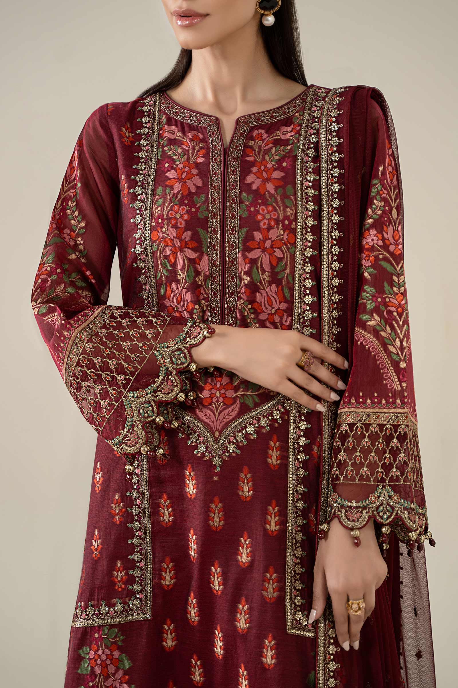 Maria B | Pre Fall 25 | Jacquard Suit 21 - House Of Hania
