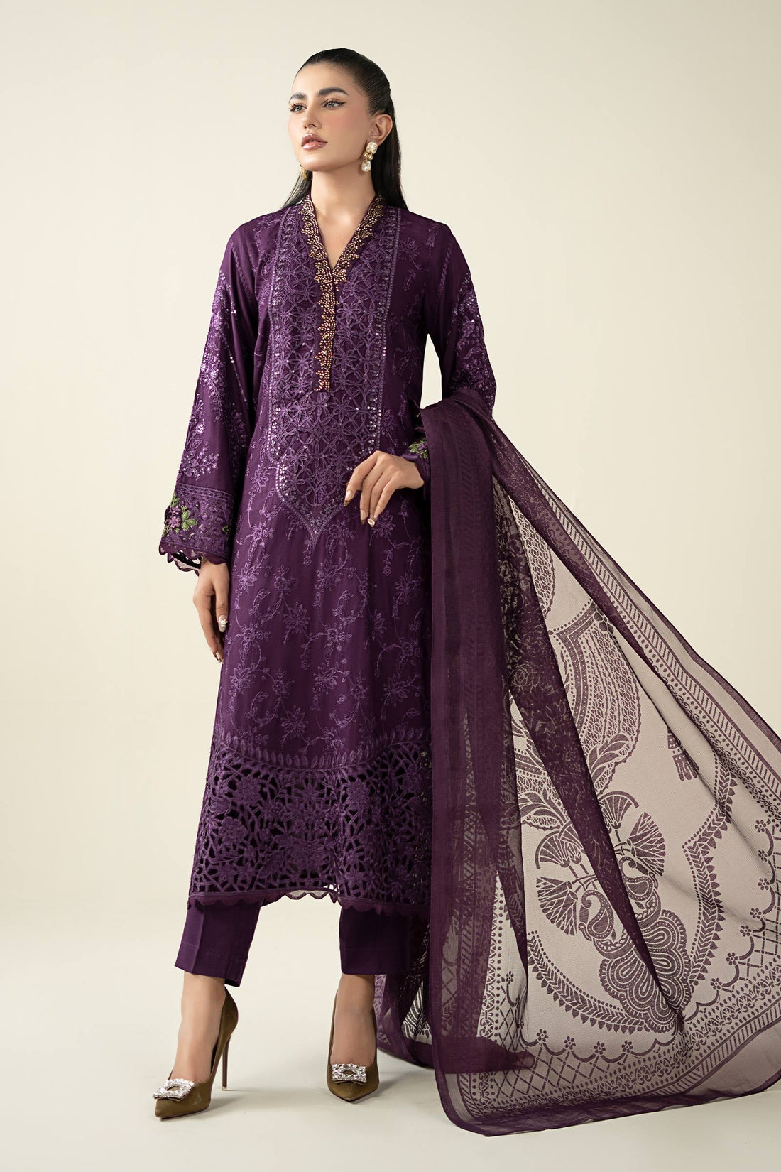 Maria B | Pre Fall 25 | Linen Suit- W25-74 - House Of Hania