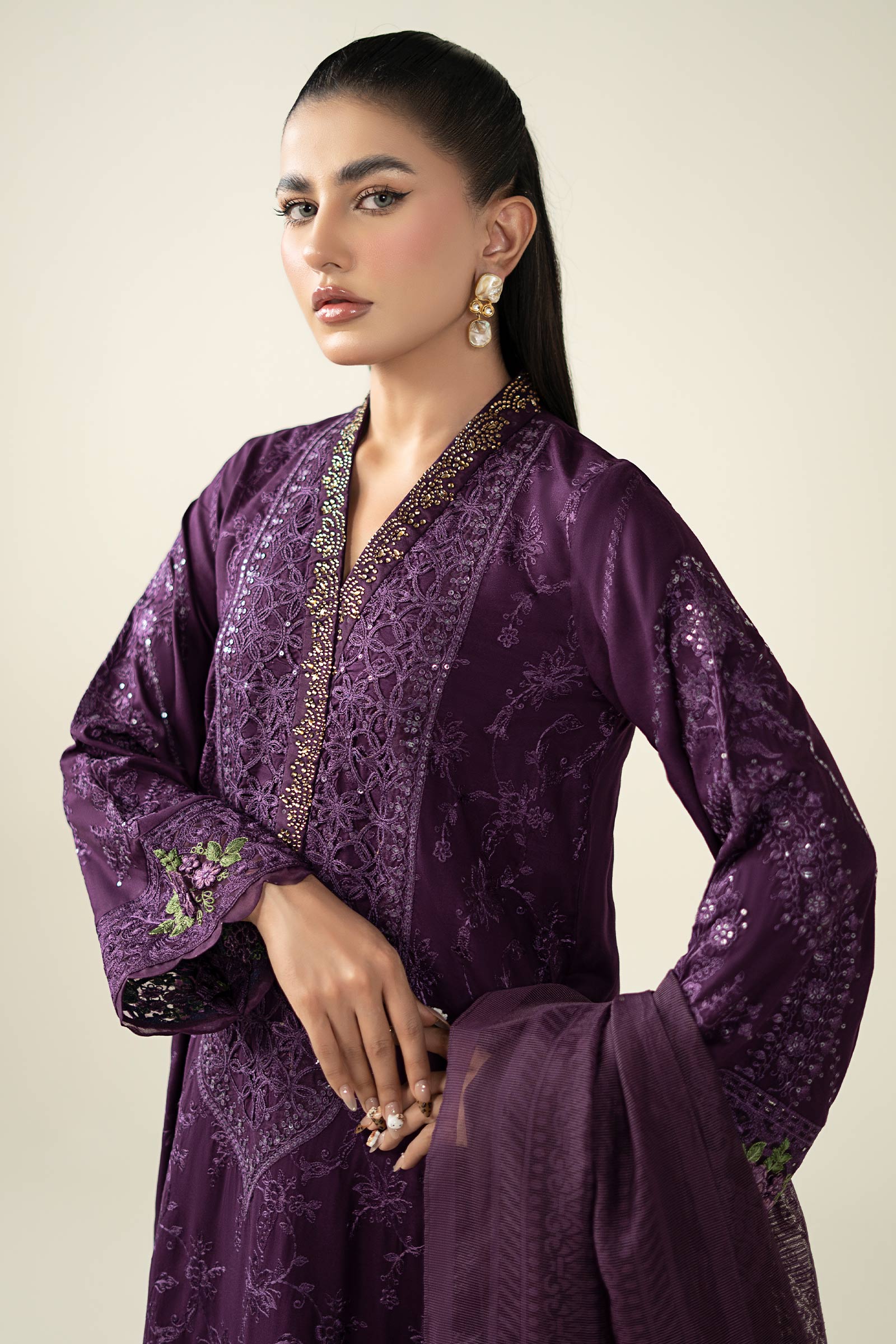 Maria B | Pre Fall 25 | Linen Suit- W25-74 - House Of Hania