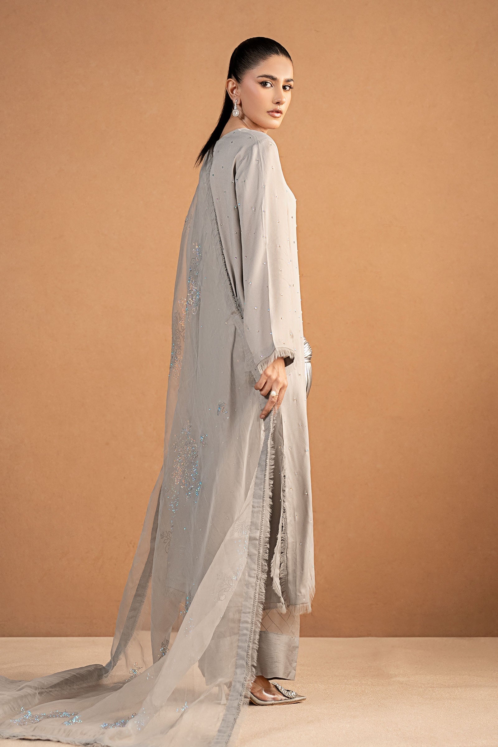Maria B | Pre Fall 25 | MBS-W25-13-Light Grey - House Of Hania