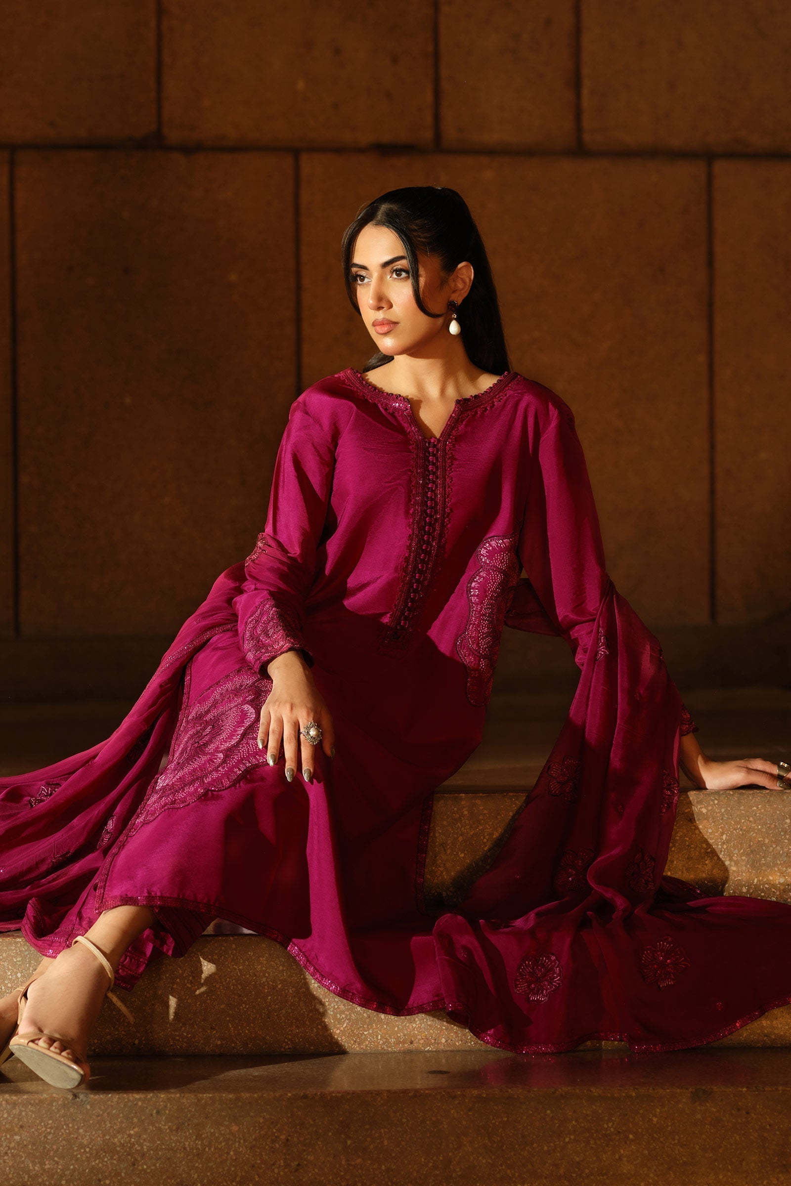 Maria B | Pre Fall 25 | MBS-W25-22-Shocking Pink - House Of Hania