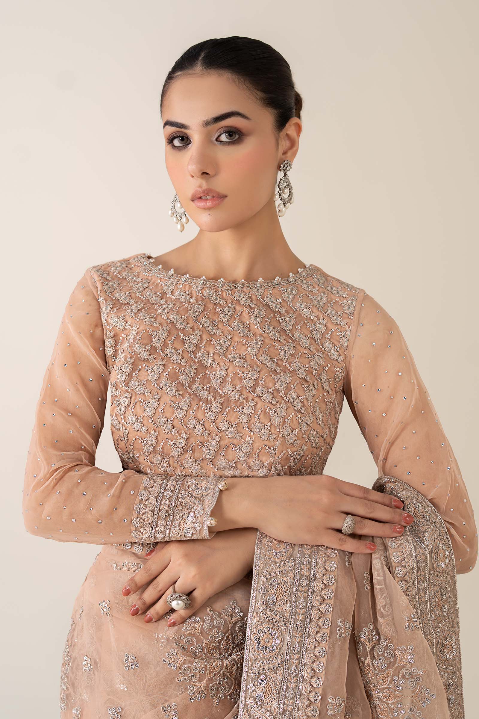 Maria B | Pre Fall 25 | Organza Saree 09 - House Of Hania