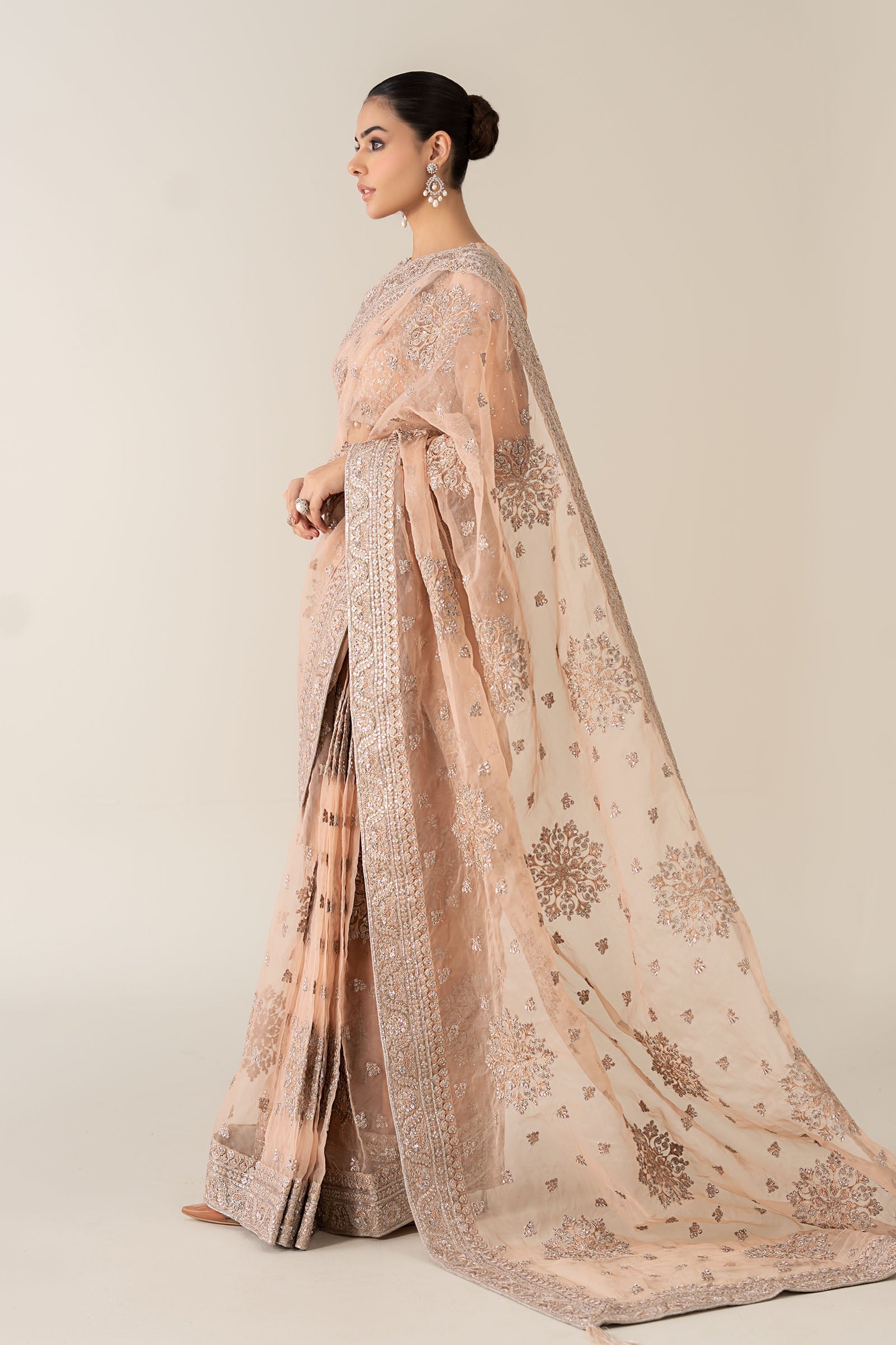Maria B | Pre Fall 25 | Organza Saree 09 - House Of Hania