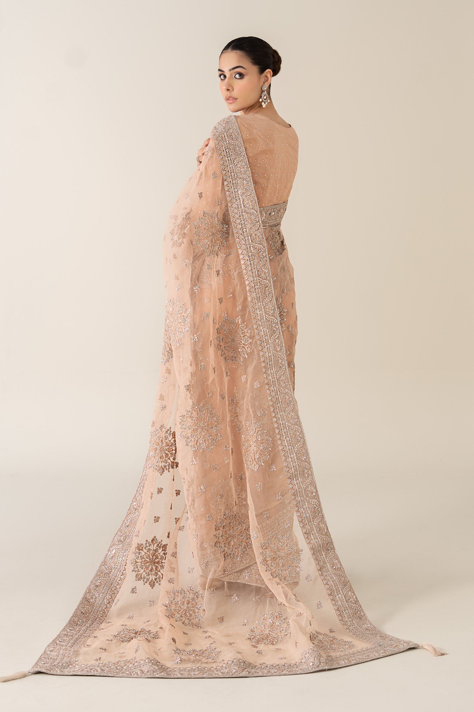 Maria B | Pre Fall 25 | Organza Saree 09 - House Of Hania