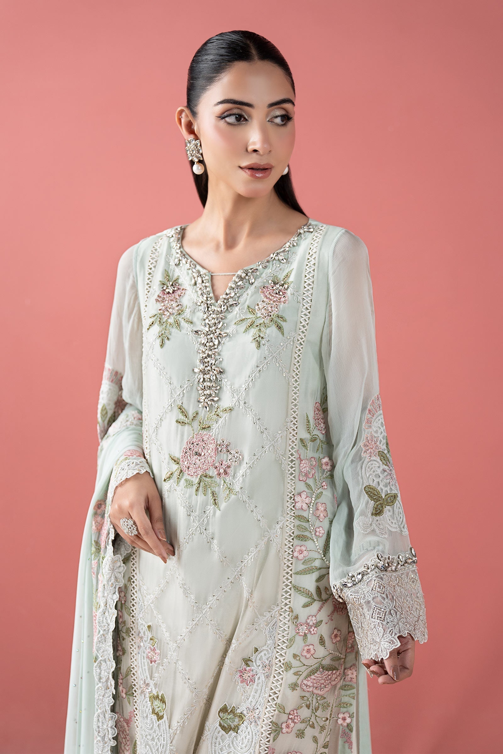 Maria B | Pre Fall 25 | SF-EF25-41-Sea Green - House Of Hania