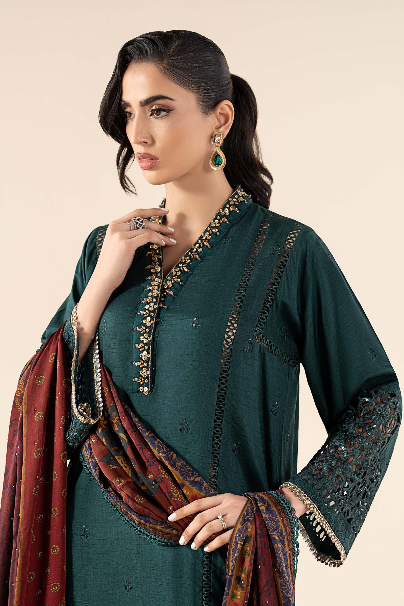 Maria B | Pre Fall 25 | SF-W25-03-Teal - House Of Hania