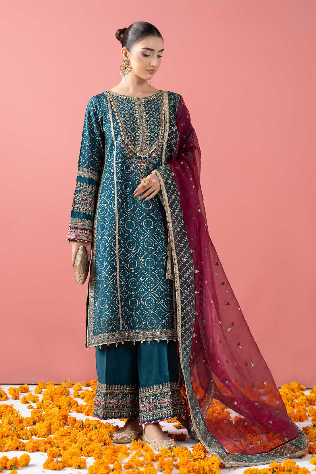 Maria B | Pre Fall 25 | SF-W25-08-Teal - House Of Hania