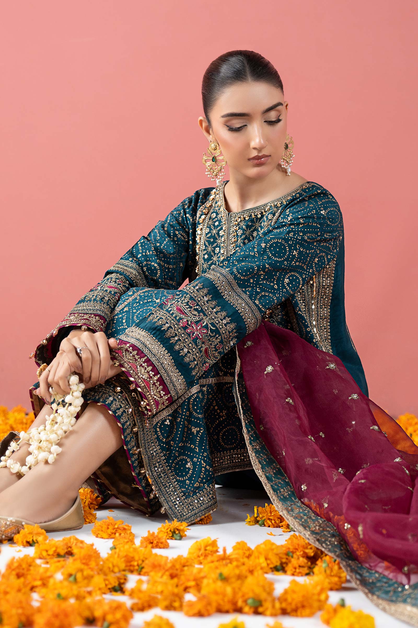 Maria B | Pre Fall 25 | SF-W25-08-Teal - House Of Hania