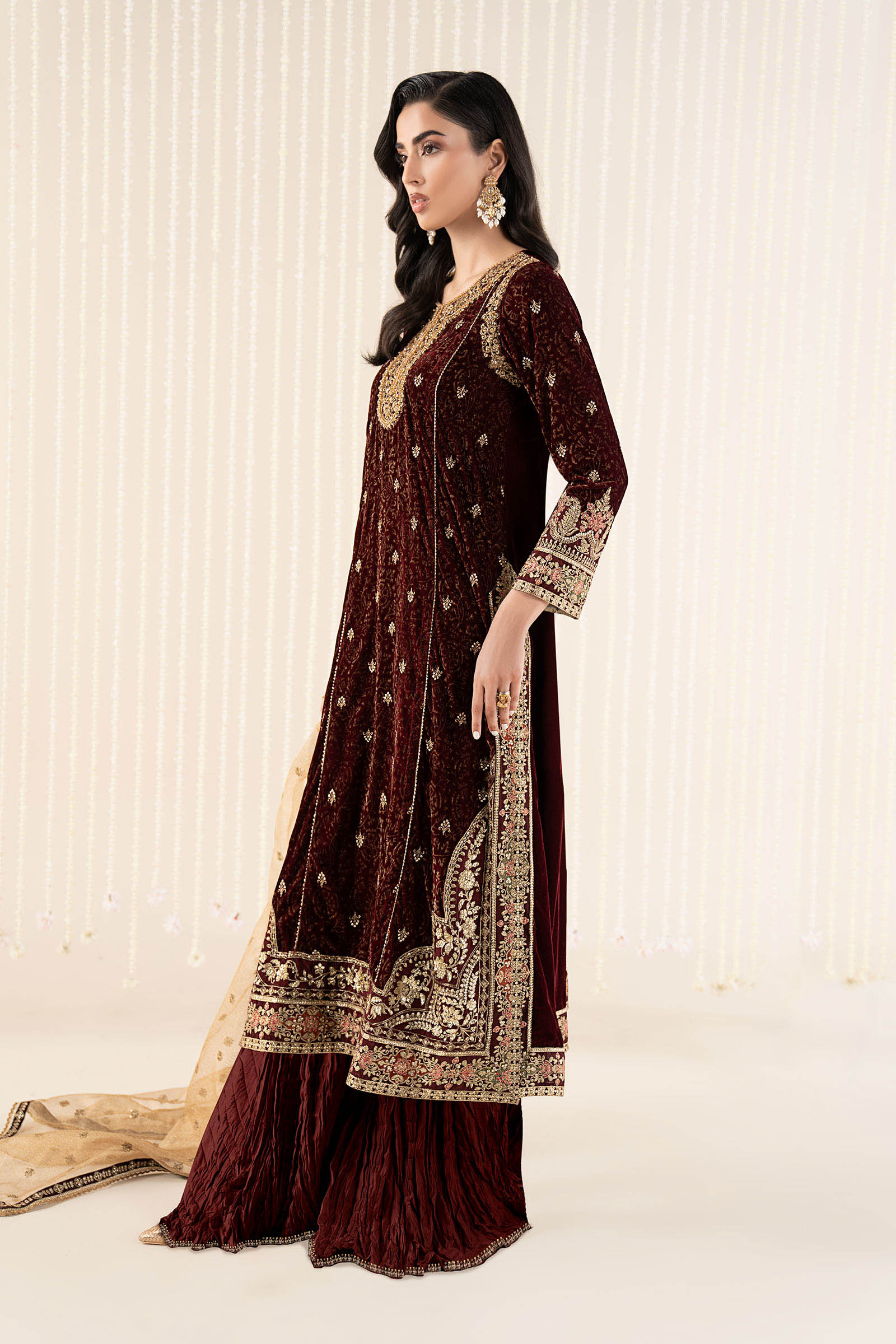 Maria B | Pre Fall 25 | SF-W25-09-Maroon - House Of Hania