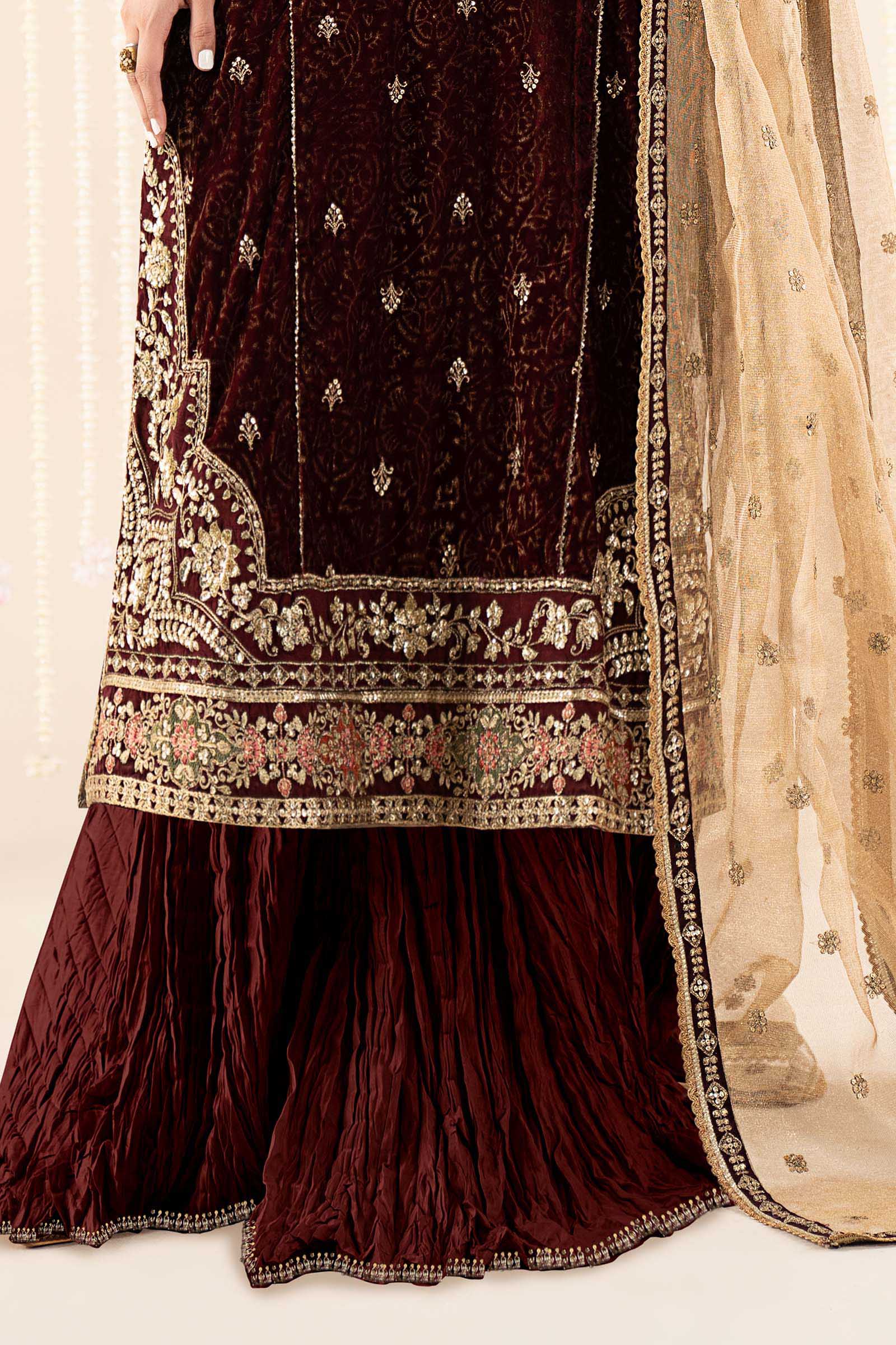 Maria B | Pre Fall 25 | SF-W25-09-Maroon - House Of Hania