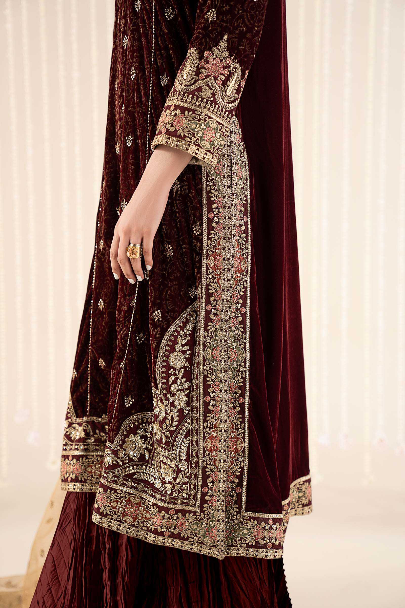 Maria B | Pre Fall 25 | SF-W25-09-Maroon - House Of Hania