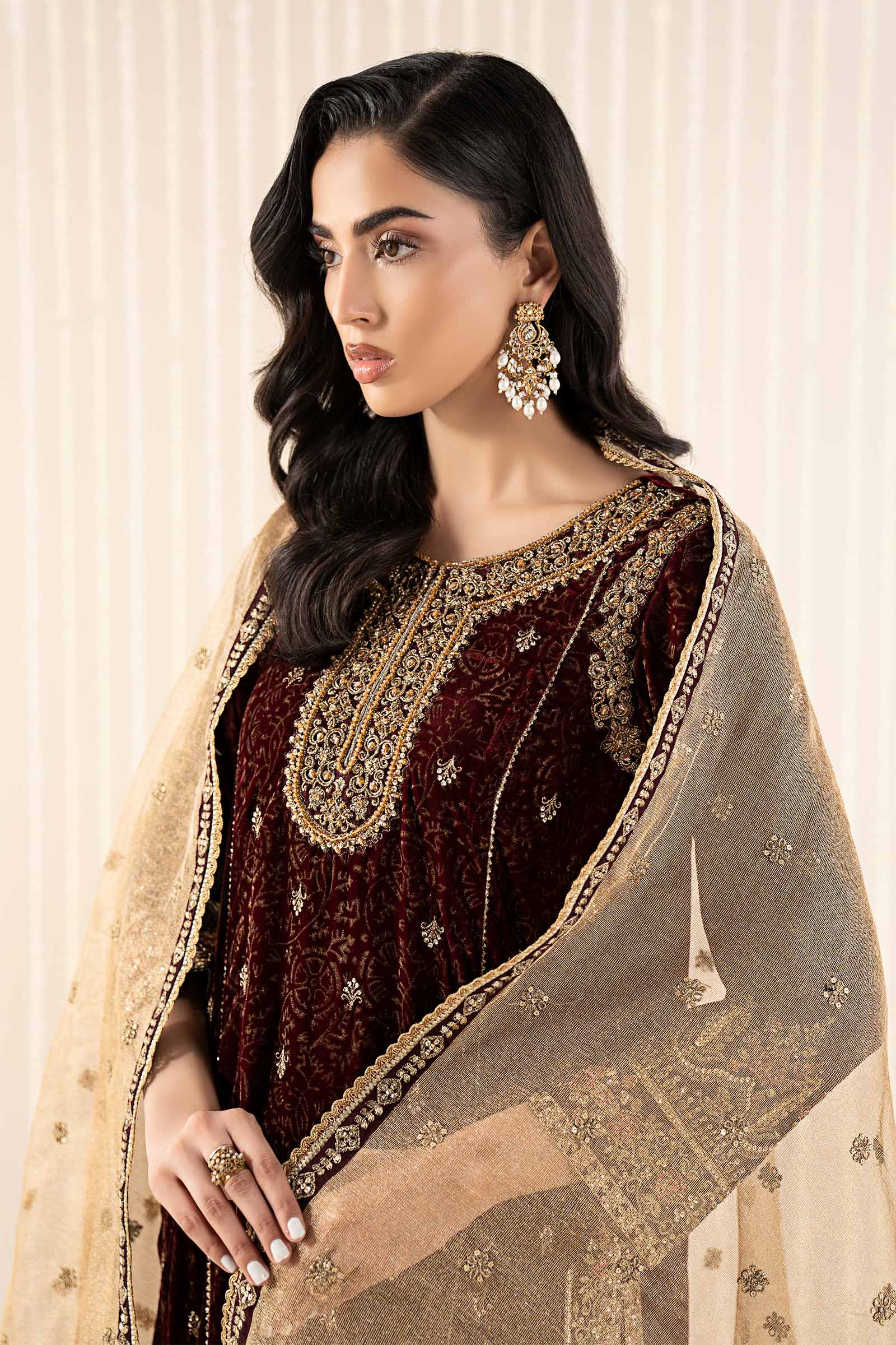 Maria B | Pre Fall 25 | SF-W25-09-Maroon - House Of Hania