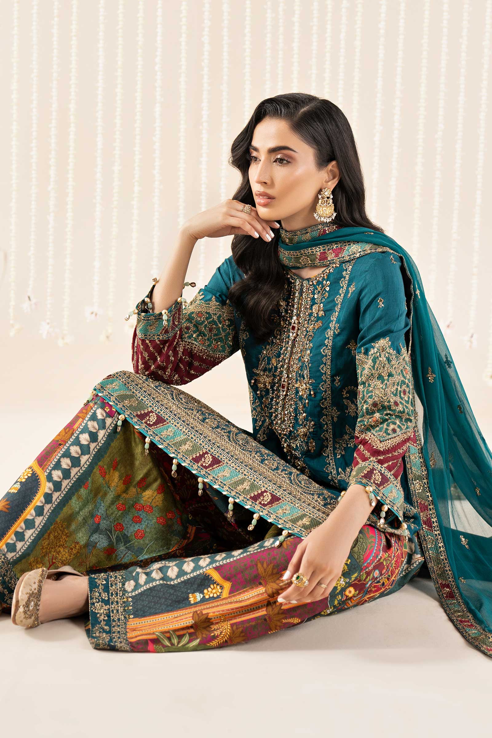 Maria B | Pre Fall 25 | SF-W25-16-Teal - House Of Hania