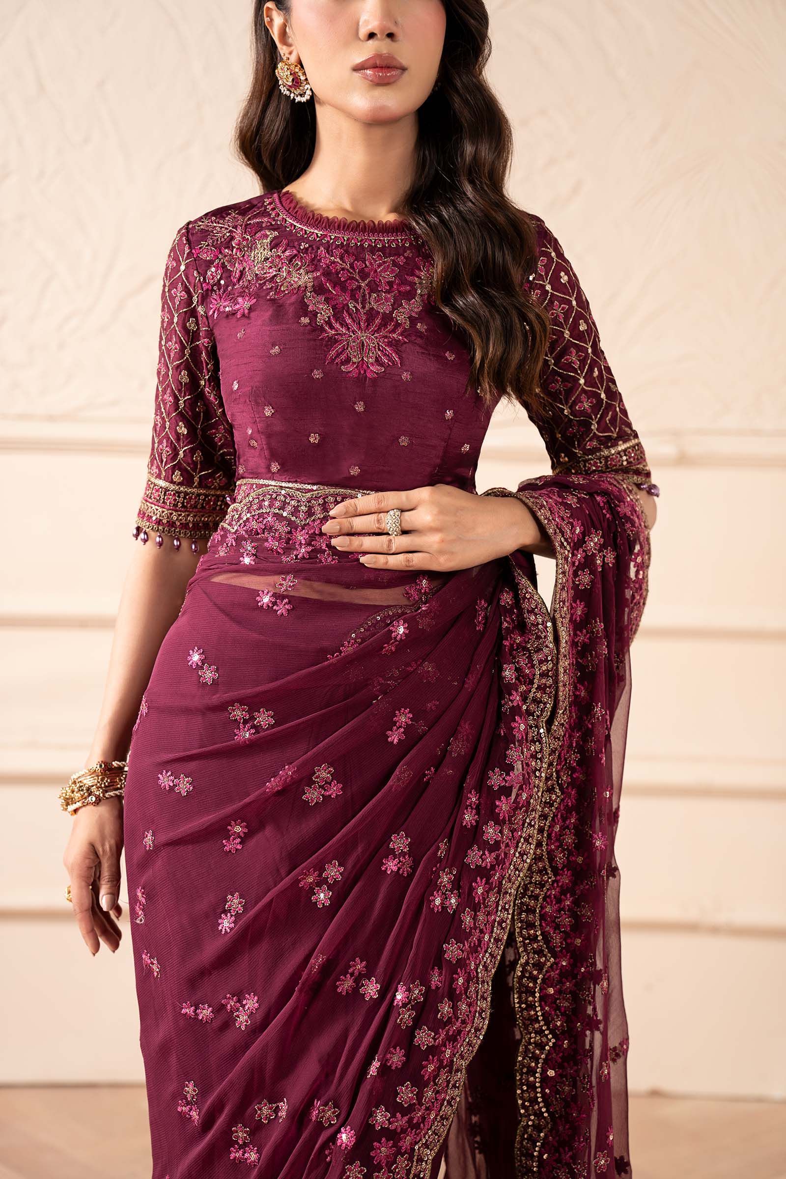 Maria B | Pre Fall 25 | SF-W25-36-Plum - House Of Hania