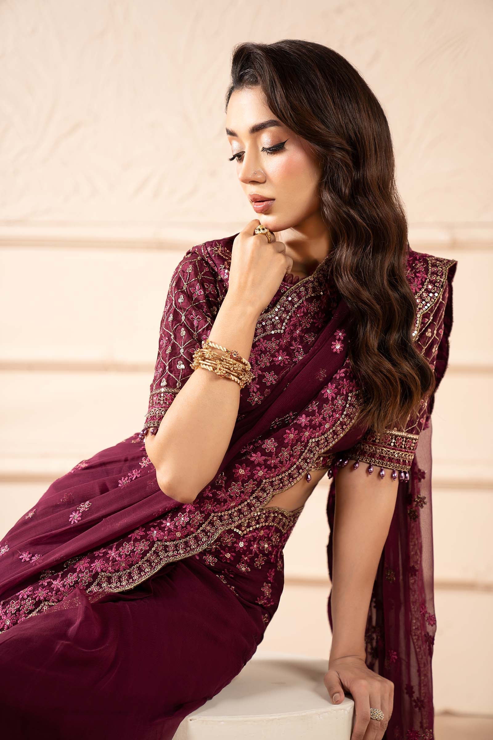 Maria B | Pre Fall 25 | SF-W25-36-Plum - House Of Hania