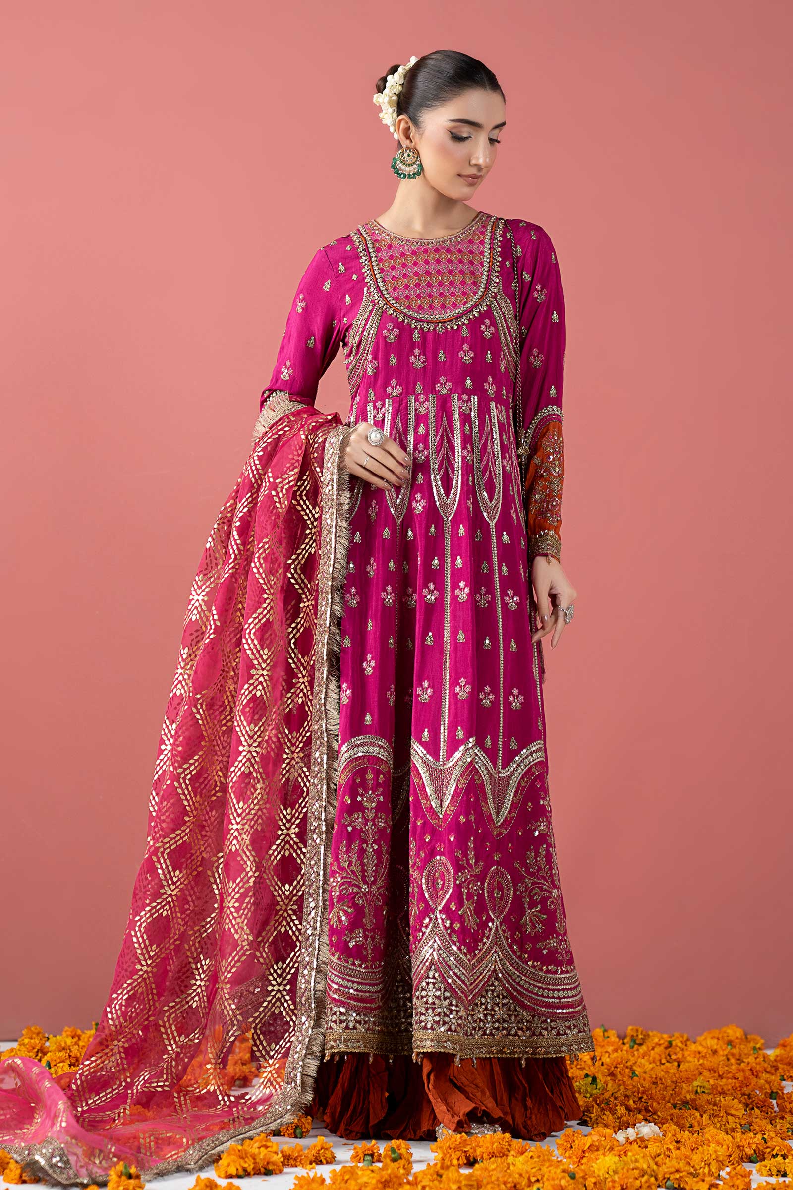 Maria B | Pre Fall 25 | SF-W25-40-Dark Pink - House Of Hania