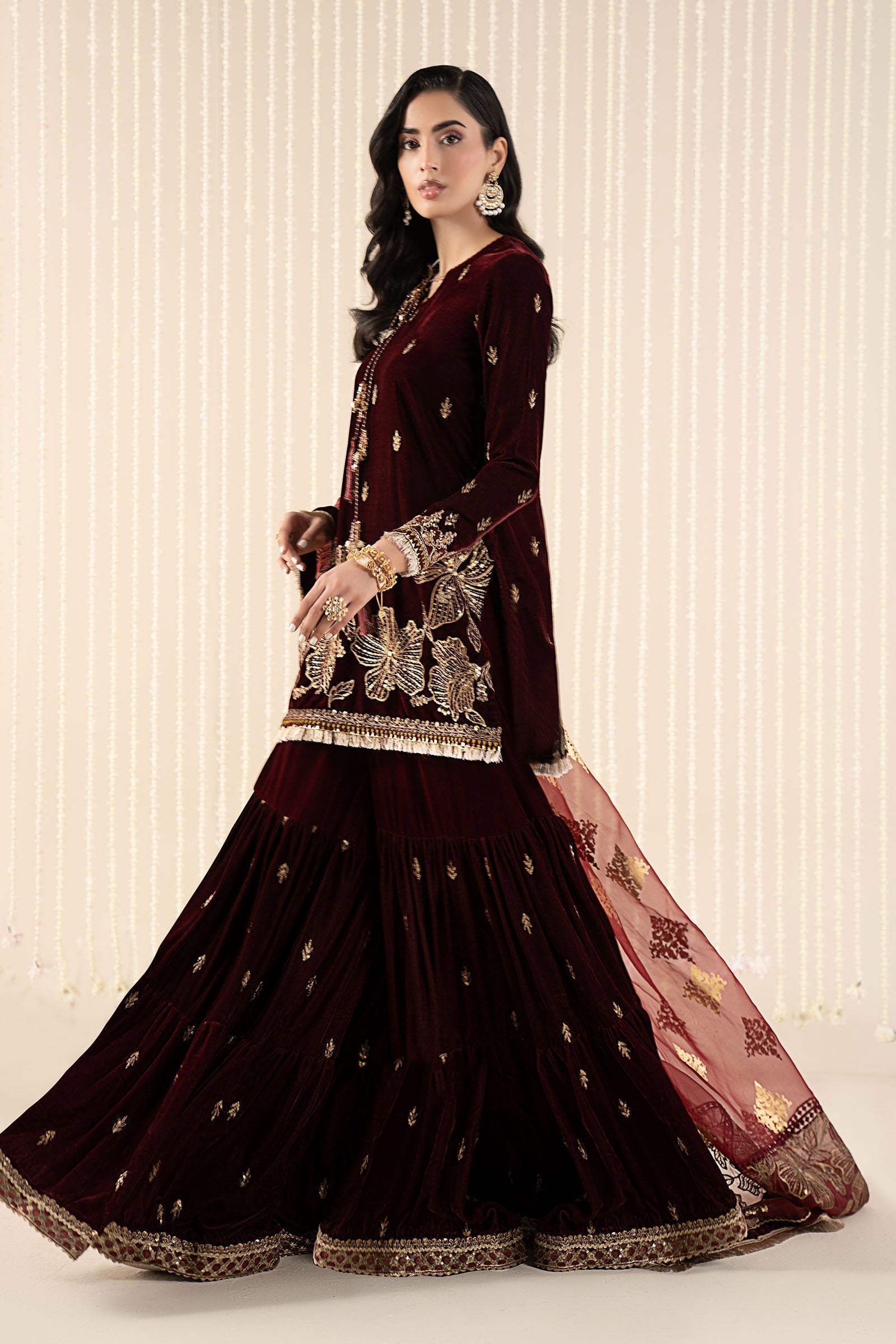 Maria B | Pre Fall 25 | SF-W25-43-Maroon - House Of Hania