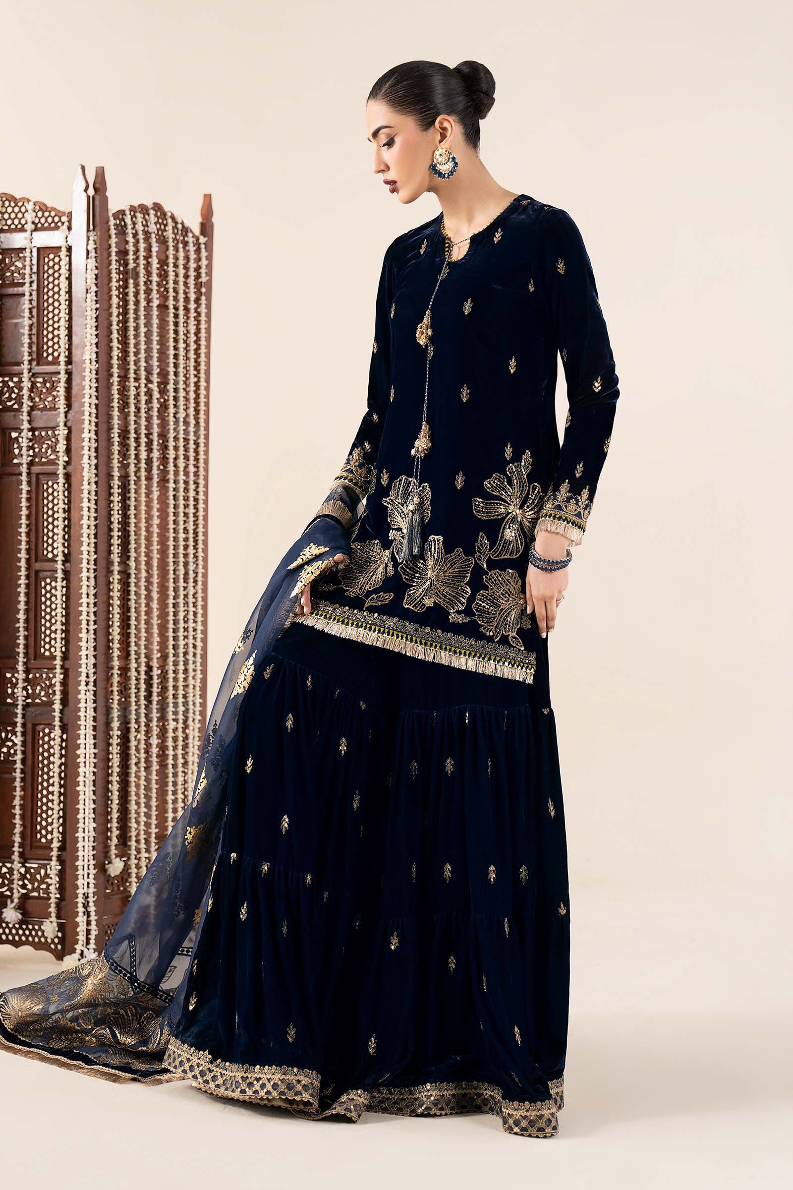 Maria B | Pre Fall 25 | SF-W25-43-Navy Blue - House Of Hania