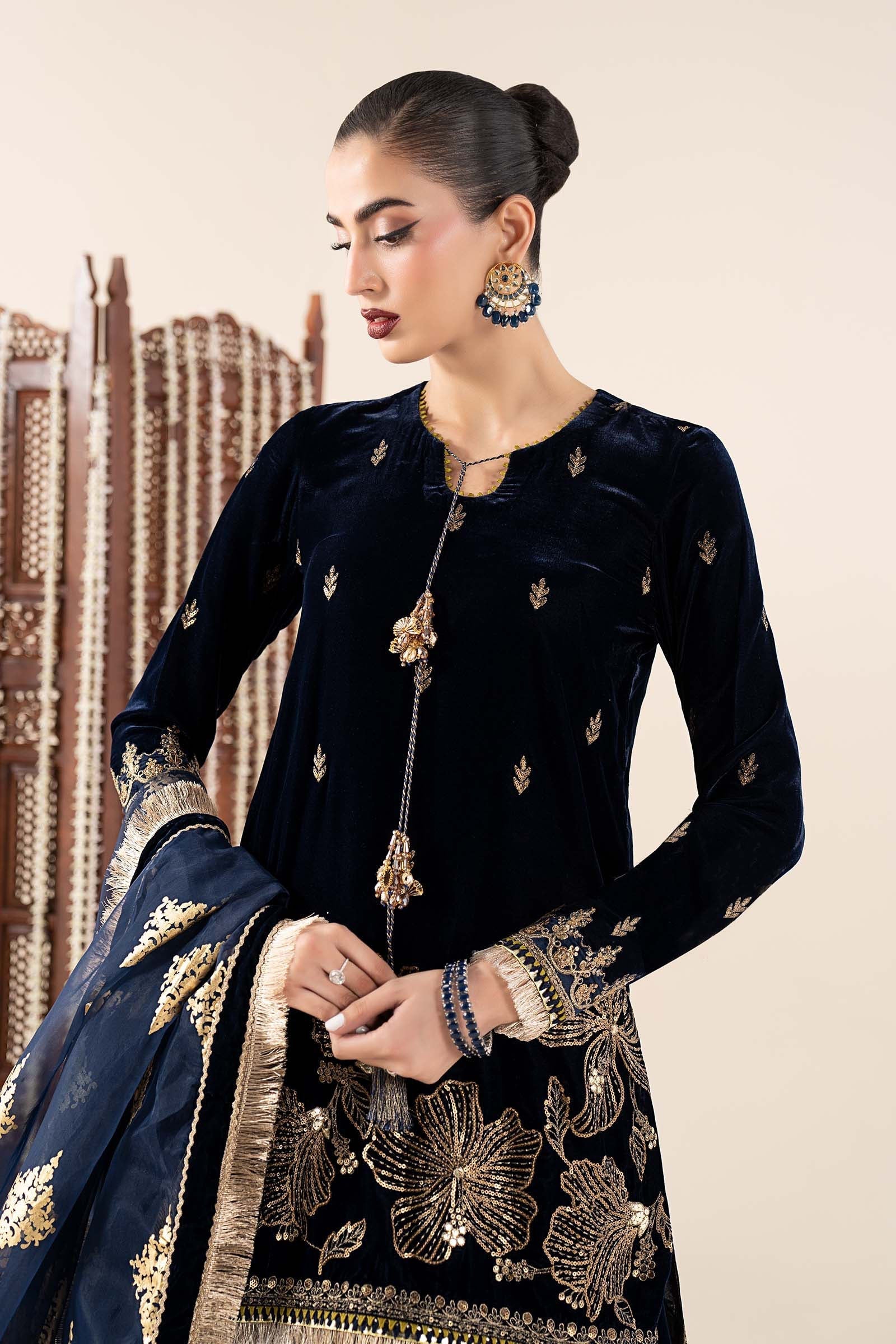 Maria B | Pre Fall 25 | SF-W25-43-Navy Blue - House Of Hania