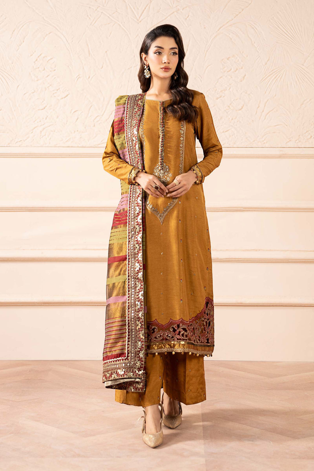 Maria B | Pre Fall 25 | SF-W25-60-Mustard - House Of Hania
