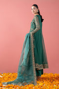 Maria B Eid Formals 2026 | Green Digital Printed Organza Angrakha Suit (3-Piece) - House Of Hania