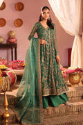 Maria B Eid Formals 2026 | Green Digital Printed Organza Angrakha Suit (3-Piece) - House Of Hania