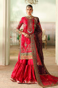 Maria B | Pre Fall Dresses | 3 Piece Embroidered Bamber Raw Silk Suit Carrot Pink - House Of Hania