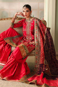 Maria B | Pre Fall Dresses | 3 Piece Embroidered Bamber Raw Silk Suit Carrot Pink - House Of Hania