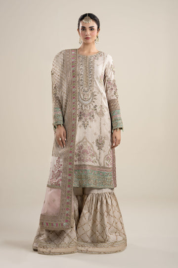 Maria B | Pre Fall Dresses | 3 Piece Embroidered Bamber Raw Silk Suit HH - House Of Hania