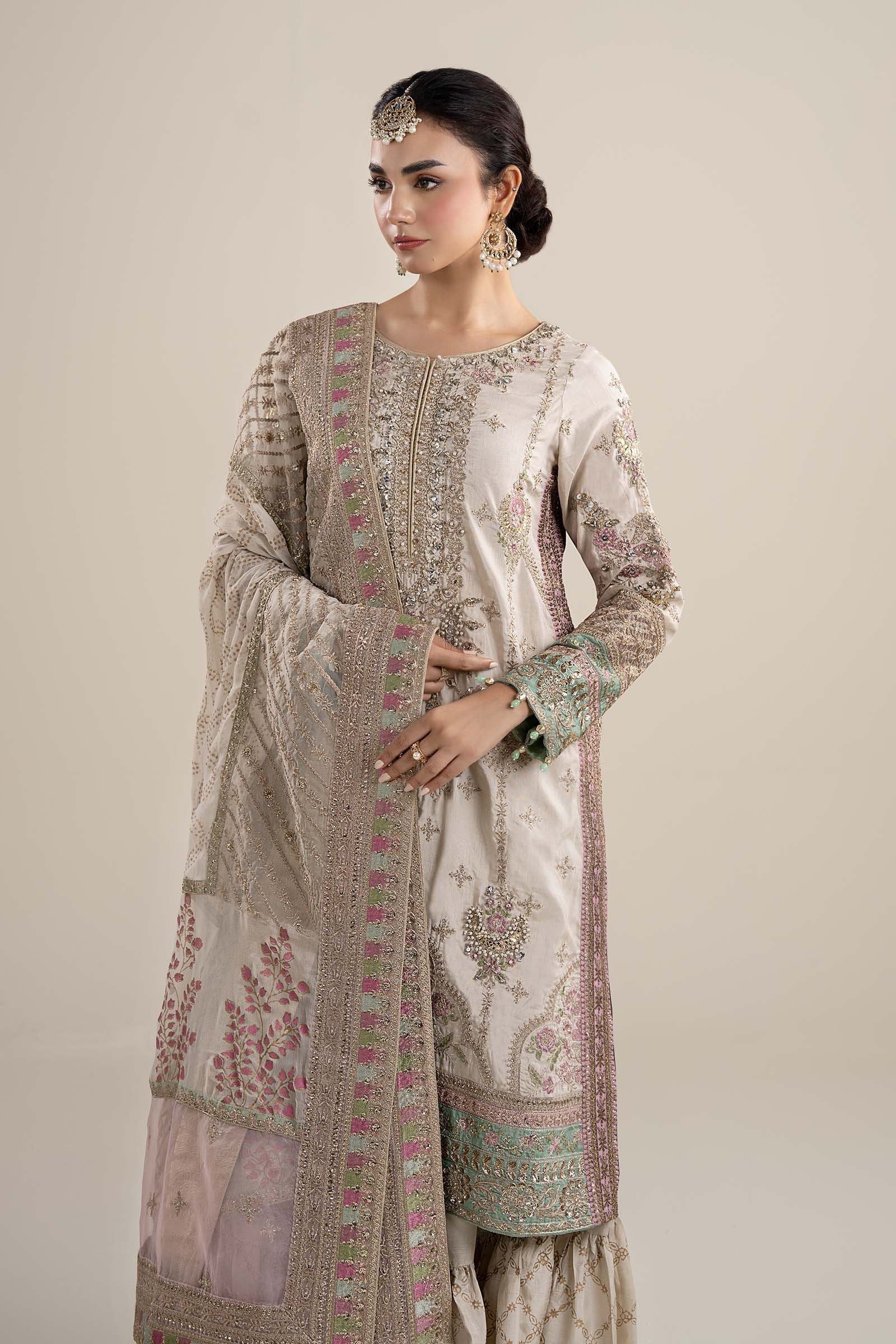 Maria B | Pre Fall Dresses | 3 Piece Embroidered Bamber Raw Silk Suit HH - House Of Hania