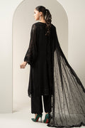 Maria B | Pre Fall Dresses | 3 Piece Embroidered Chiffon Suit Black - House Of Hania