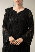 Maria B | Pre Fall Dresses | 3 Piece Embroidered Chiffon Suit Black - House Of Hania