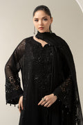 Maria B | Pre Fall Dresses | 3 Piece Embroidered Chiffon Suit Black - House Of Hania