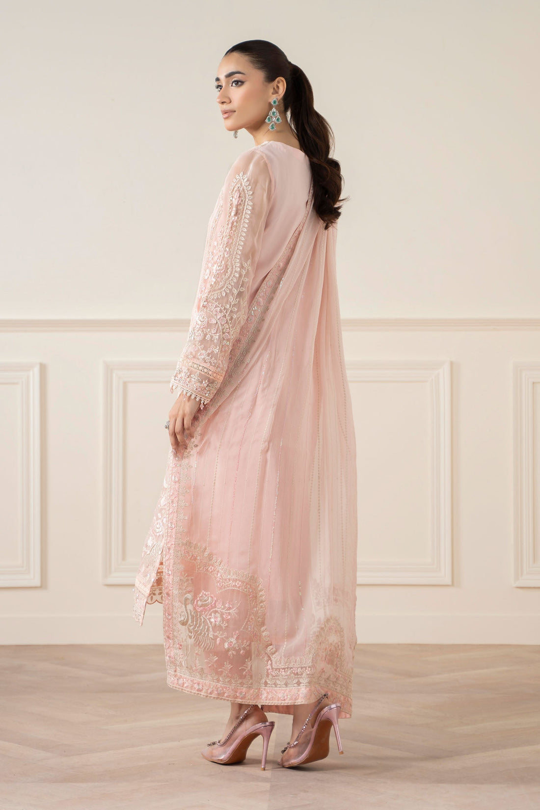 Maria B | Pre Fall Dresses | 3 Piece Embroidered Chiffon Suit OO - House Of Hania