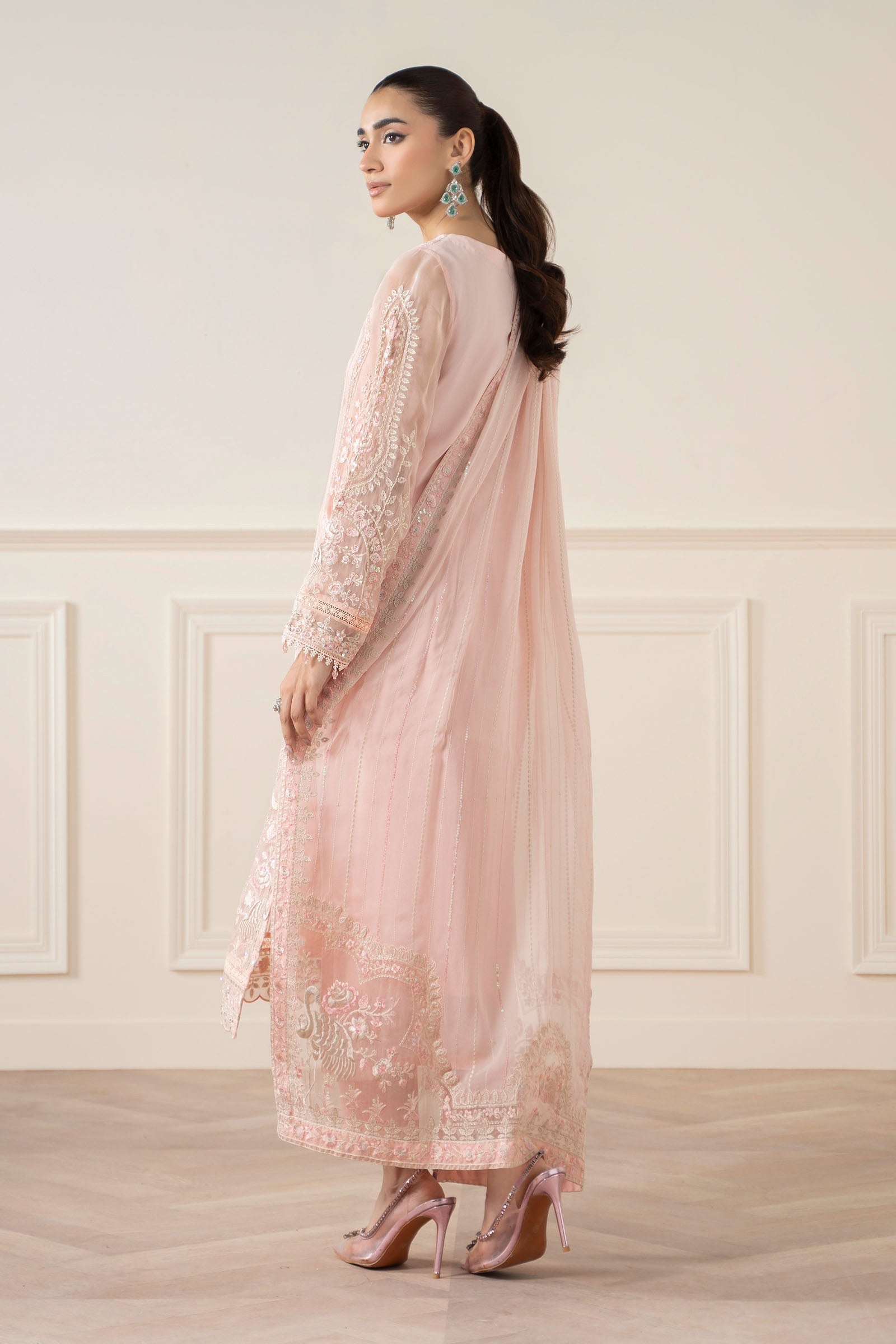 Maria B | Pre Fall Dresses | 3 Piece Embroidered Chiffon Suit OO - House Of Hania
