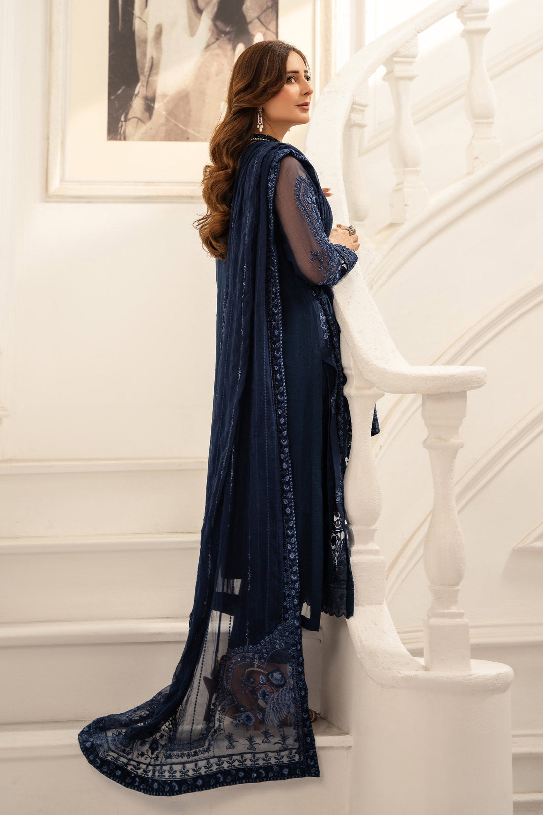 Maria B | Pre Fall Dresses | 3 Piece Embroidered Chiffon Suit RR - House Of Hania