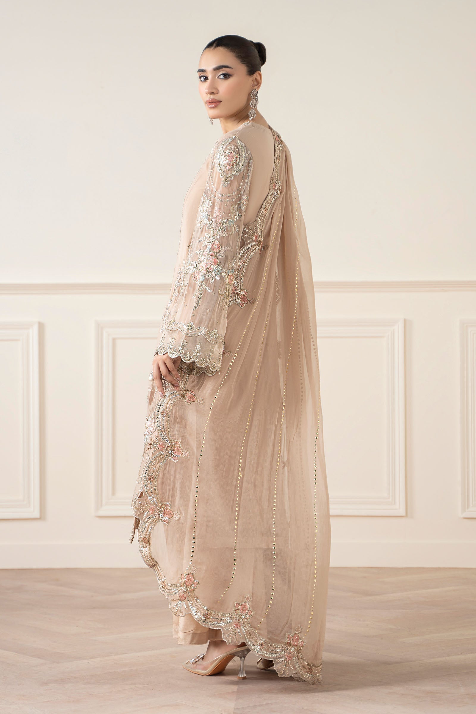 Maria B | Pre Fall Dresses | 3 Piece Embroidered Chiffon Suit Skin - House Of Hania